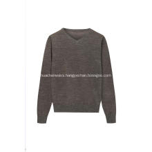 Men's Knitted Ramie/Cotton V-Neck Pullover